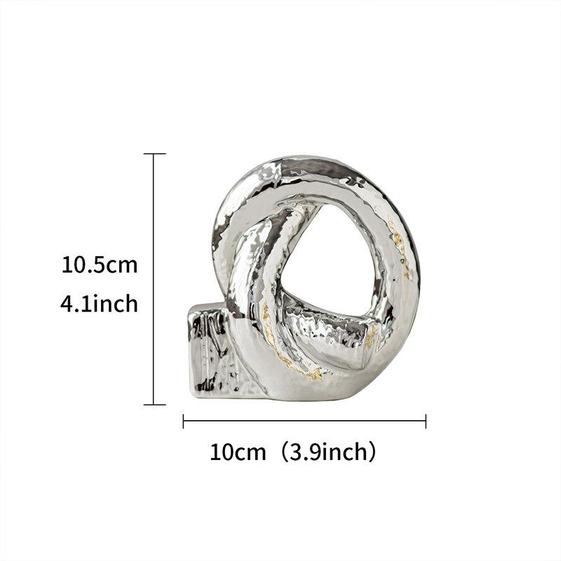 Creative Irregular Knot Ceramic Ornaments Golden Interwoven Twisted Knot Geometric Ring Home Decoration Accessories