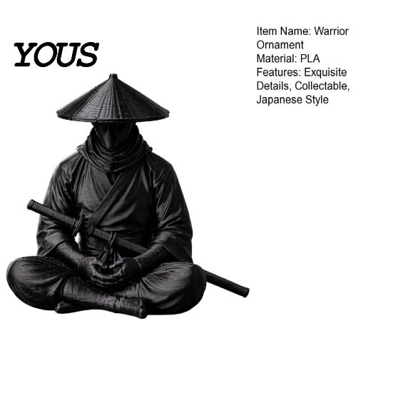 Samurai Warrior Statue Japanese Statue, 3D Printed Ninjas Figurine, Sit in Meditation Style Craft Sculpture for Home Tea Room Zen Decoration,