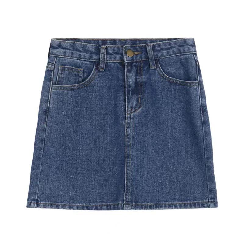 Women's Summer High-waisted A-line Wrap Skirt Daily Casual Denim Short Skirt