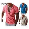 Herren T-Shirt V-Ausschnitt Kurzarm Casual Tops Loose Fit Einfarbig Atmungsaktives Gewebe Pullover Tops Home Gym Street Wear