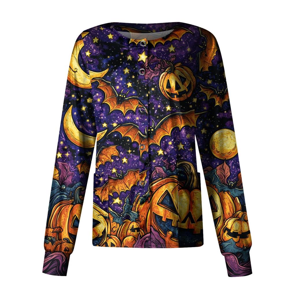 Women's Casual Long Sleeve Single Breasted  Printed Dry-nurse Top