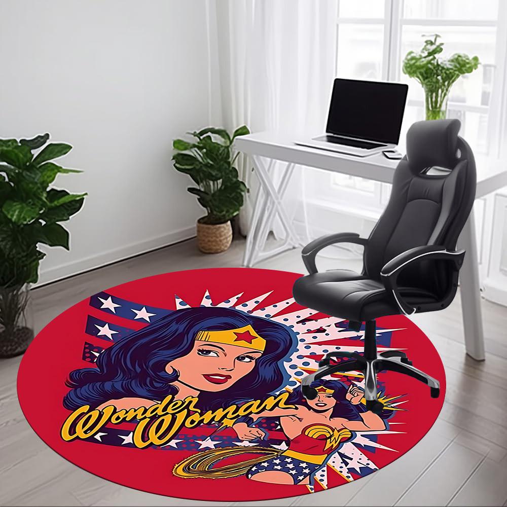1pc Wonder Woman Office Round Area Rug, Under Office Chairs Bedroom Living Room Home Decor, Room Deco, Available in Various Sizes