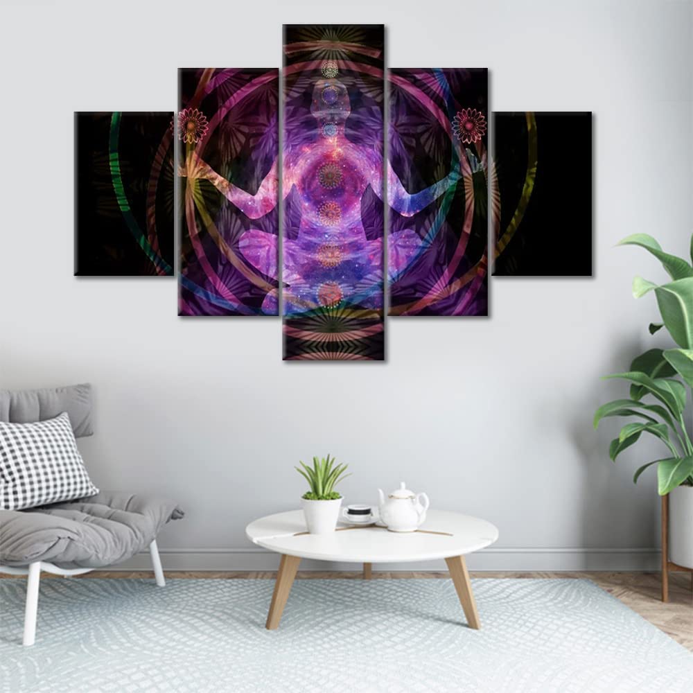 5 kusů 7 čaker Yogi Jóga Meditace Indie HD Nástěnné umění Plátno Plakáty Obrázky Malby Domácí dekorace do obývacího pokoje Bez rámu
