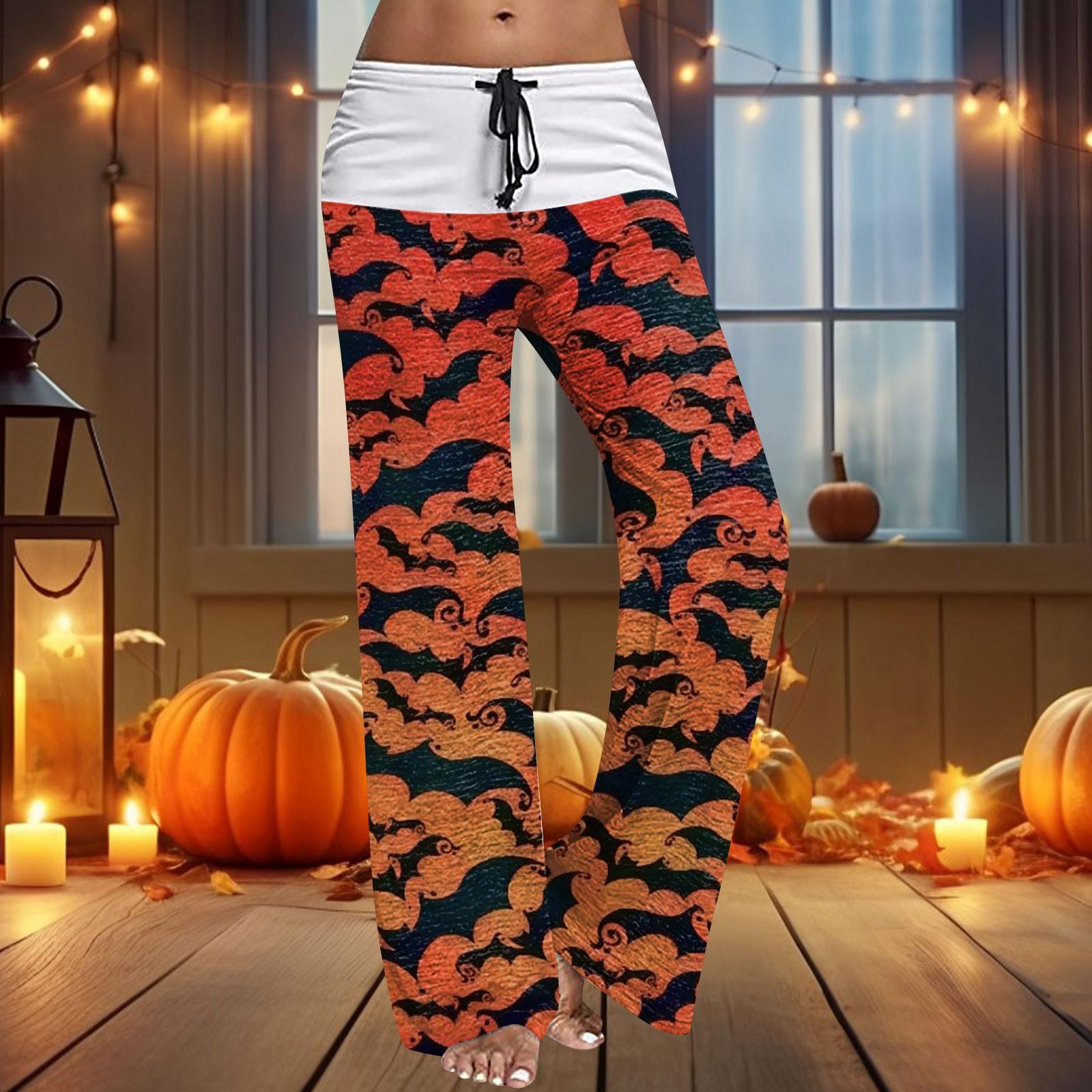 

Женские повседневные широкие брюки на шнуровке, повседневные брюки с принтом на Хэллоуин L оранжевый