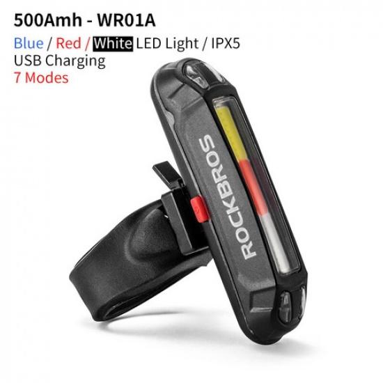 ROCKBROS Bicycle Taillight Three-color Waterproof LED Bicycle Safety Rear Light Red White Blue