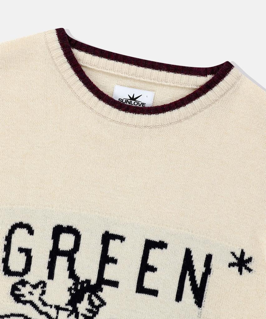 Sun Love Green Knit Sweater Ivory
