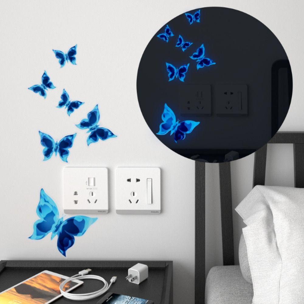 

Glow In The Dark Luminous Butterfly Wall Stickers PVC Blue Butterfly Decal Living Room