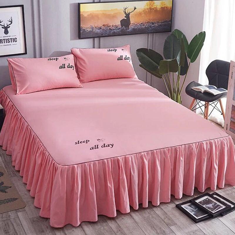 Bedsheet Bed Skirt Bedspread Non-slip Mattress Cover Bedding Bed Skirt Solid Home Hotel Bed Skirt Mattress Protector Cover