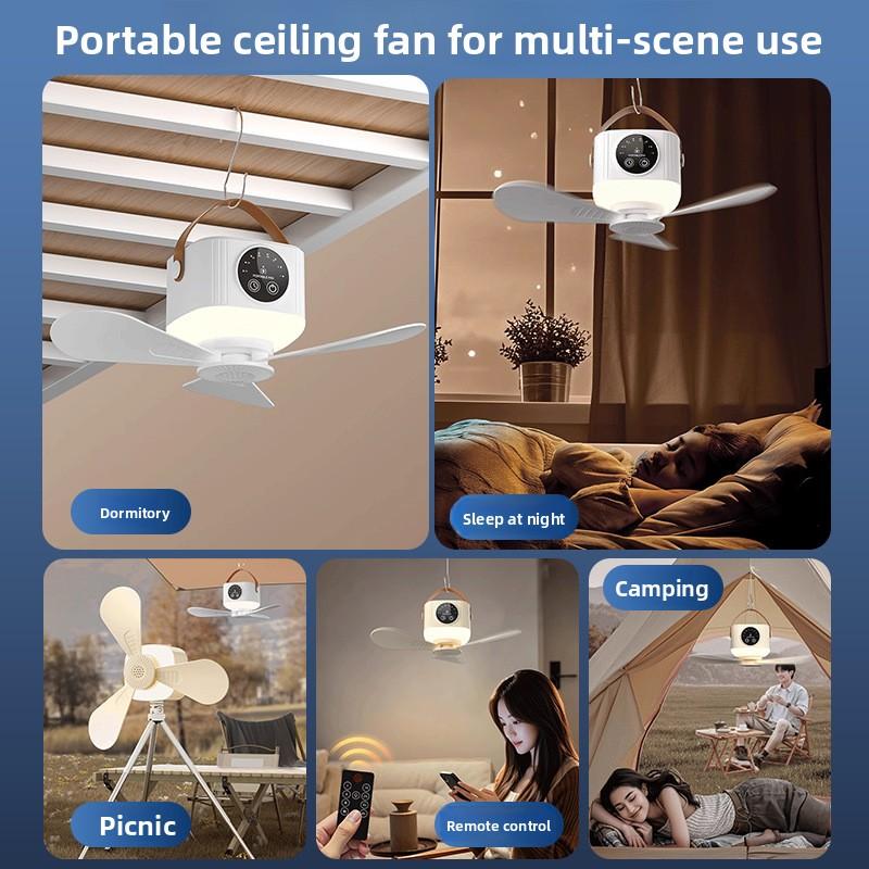 Portable Rechargeable Ceiling Fan for Student Dormitories Outdoor Camping USB Fan for Beds