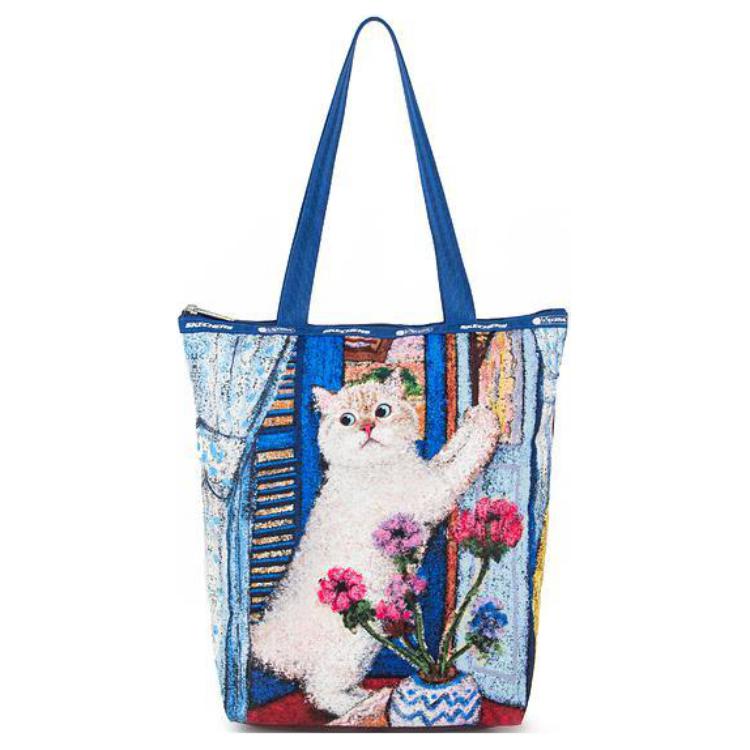 

Skechers New Series Cat Pattern Zipper Closure Fabric Tote Bag Shopping Bag Handbag Shoulder Bag Large Unisex tote bags Blue Multicolor L423U125-0465 Blue & Multicolor,Large