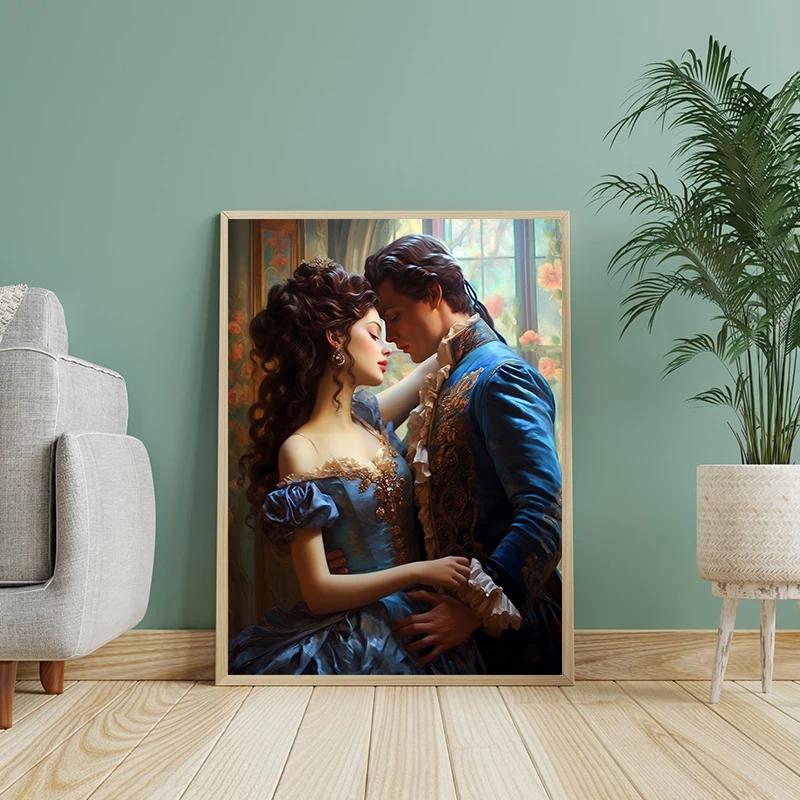 Vintage Romanticism Couple Painting Posters and Prints Canvas Printing Romantic Wall Art Picture for Living Room Home Decor Gift
