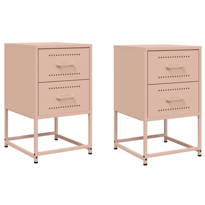 VidaXL Bedside Tables 2 Pcs Pink 36x39x60.5 Cm Steel, Cabinet, Side Cabinet, Phone Stand, Bedside Table 846461