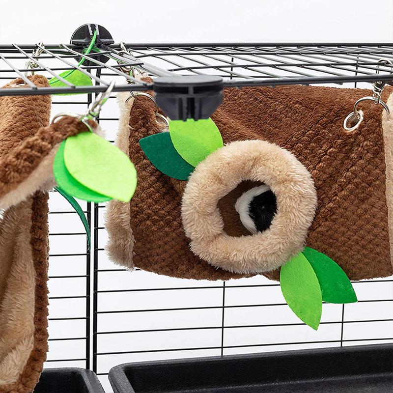 2pcs/set Plush Hanging Hammock Tunnel Hideout Warm Double-layer Pet Sleeping Bag Supplies