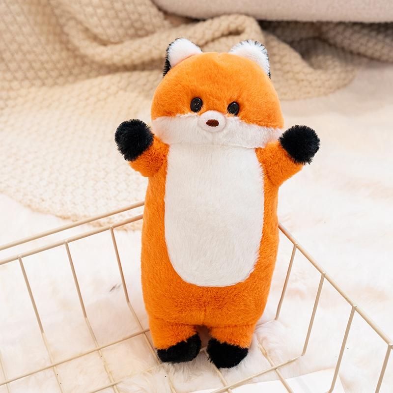 20cm Squeezed BB Sounding Cute Small Standing Animal Plush Toy Fox Raccoon Bear Soft Doll Companion Appeasing Gift