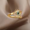 Copper Plated Evil Eye Rings For Women Stainless Steel Turkish Lucky Demon Eye Couple Ring Vintage Emo Jewelry Anillos Mujer
