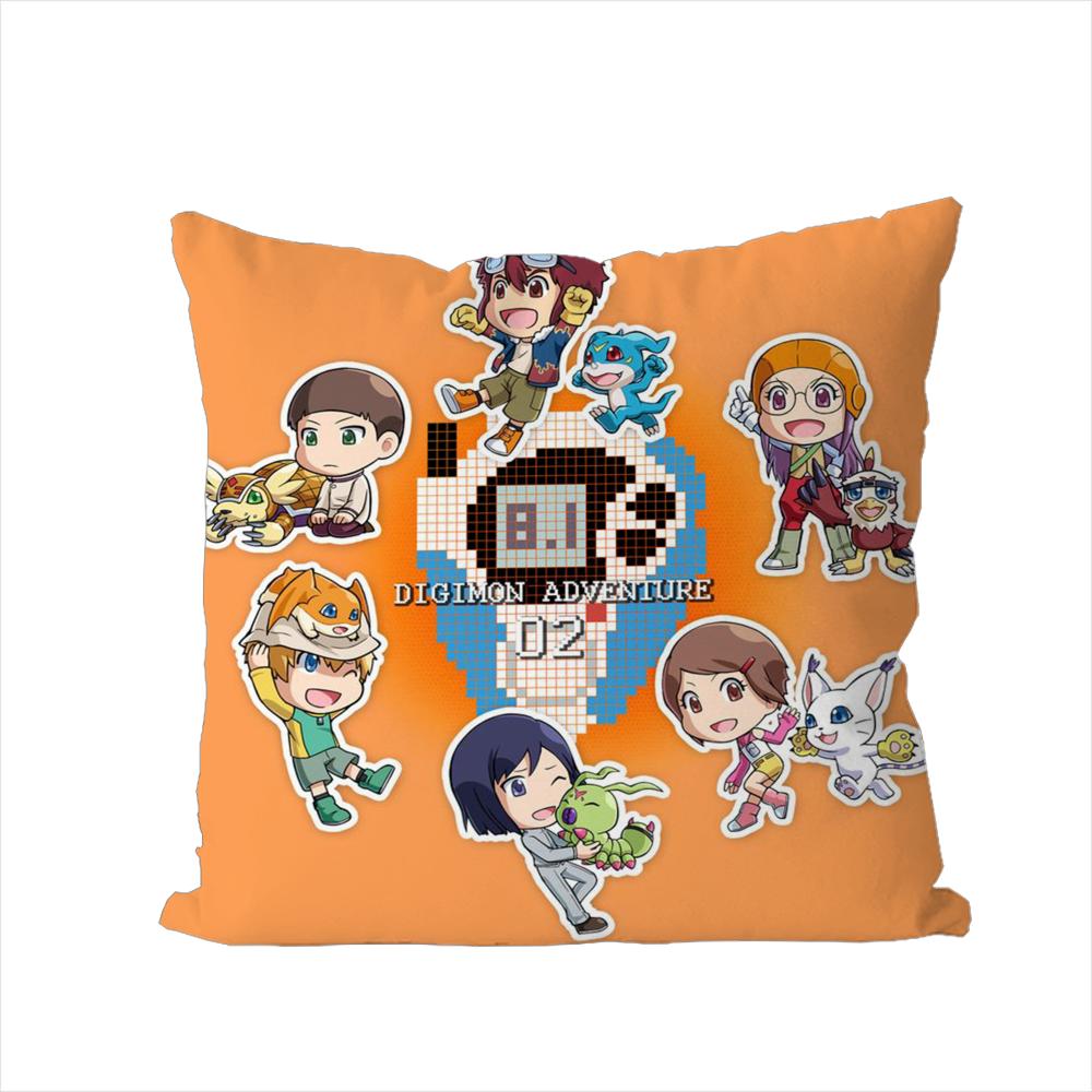 

DDigimon Adventure Pillow Case For Car Sofa Decorative Home Doublesided Print Plush Square Throw Pillow Cushion Cover 30x30cm