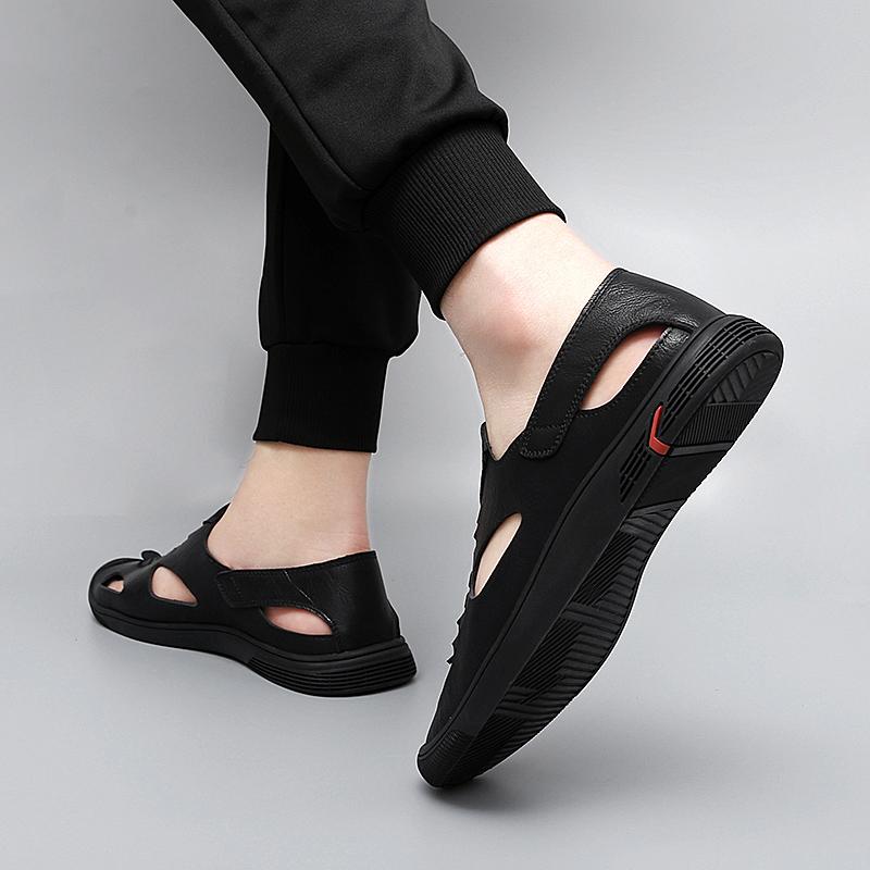 Fashion Men Sandals 2024 Summer New Trend Breathable Leather Men Casual Sandals Fashion Flats Beach Sandals Soft Shoes for Men Big Size