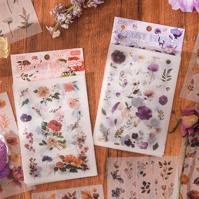 ZABC Cross-Cut Floral Theme Sticker Pack for Journals - Grass Flower Ballad Series