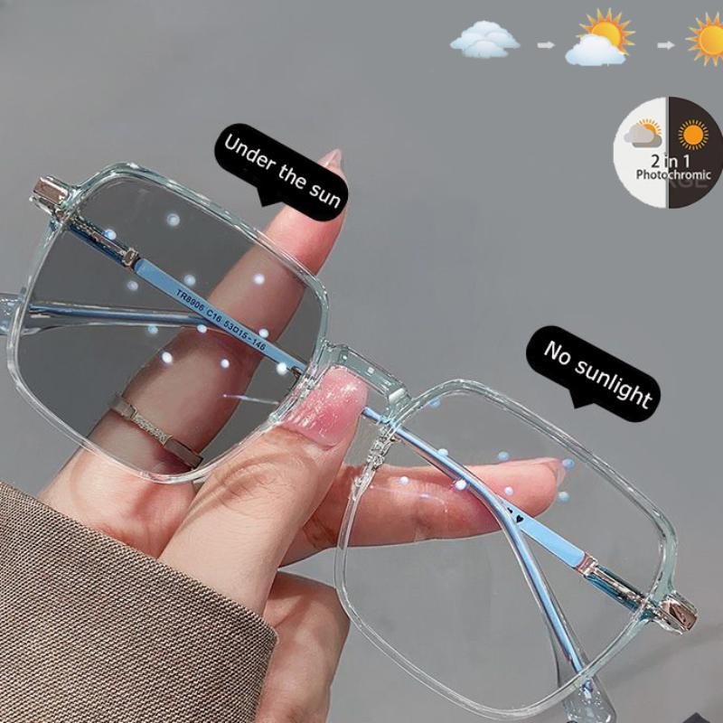 

Модные фотохромные очки в большой оправе для мужчин и женщин, унисекс, изменяющие цвет, анти-синий свет, очки с плоским зеркалом, компьютерные очки blue