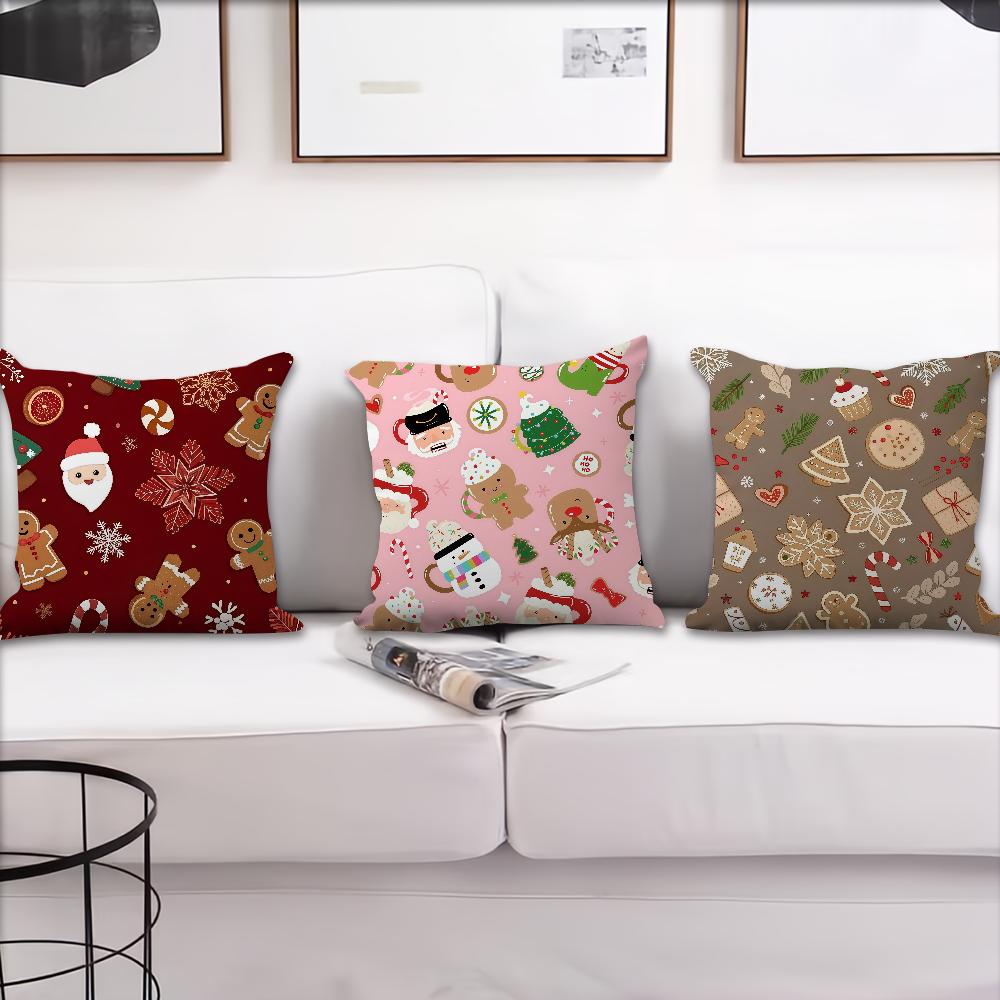 Christmas Cartoon Gingerbread Man Cushion Cover Pillow Cover Decoration Room Home Sofa Living Office Car Nordic Simplicity