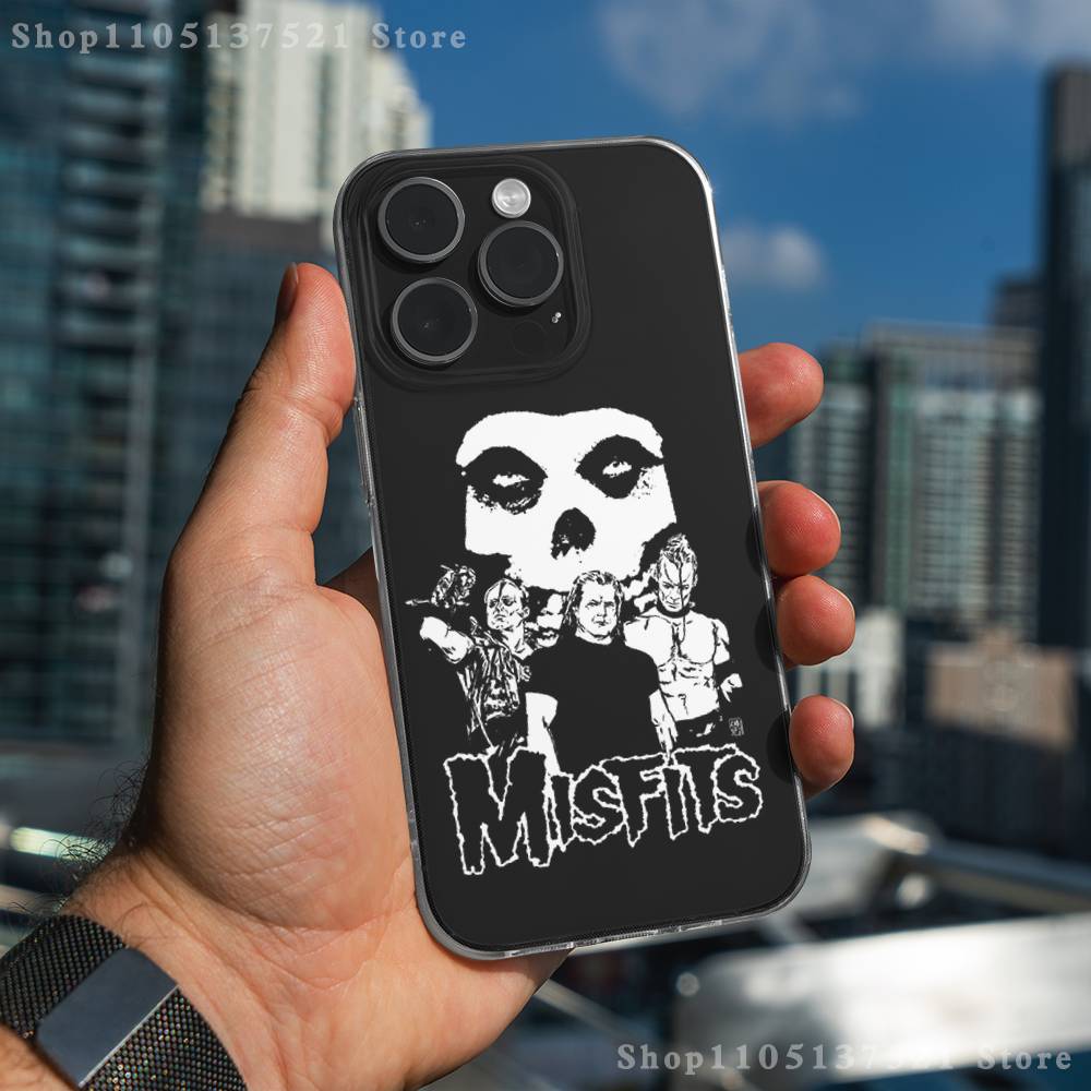 M-Misfits Rock Phone Case For iPhone 17,16,15,14,13,12,11 Pro,Max,Plus,XR,Mini,E Clear Full-coverage Soft Cover