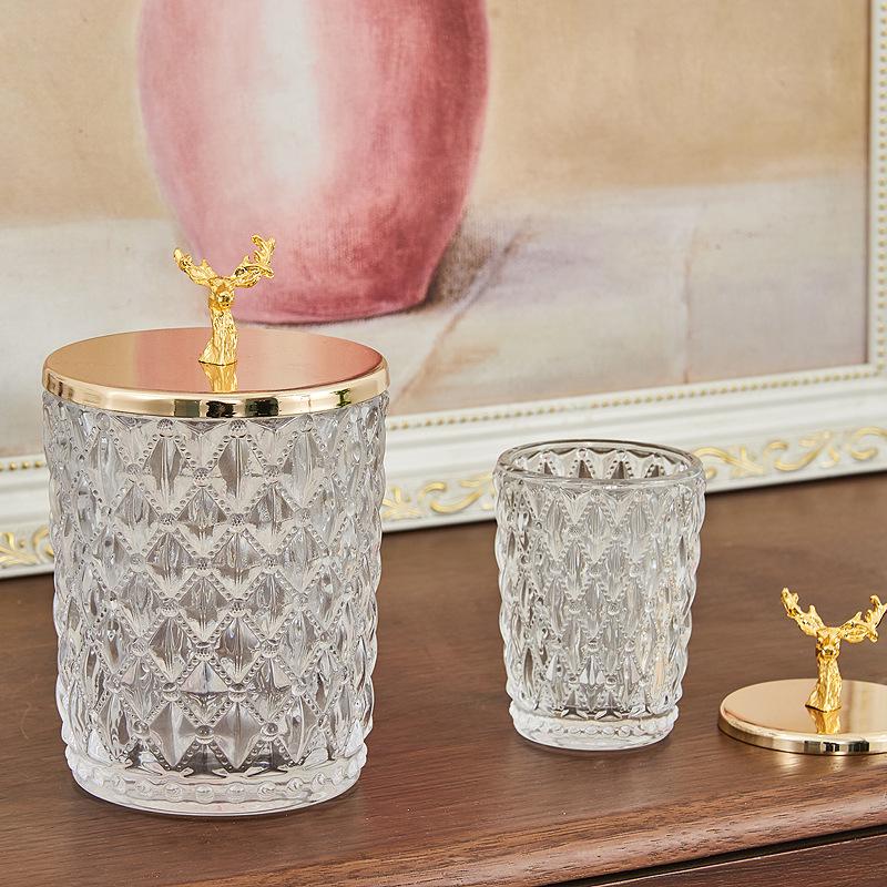 Severský lehký luxusní křišťálový dekorativní bonboniér s motivem hlavy jelena