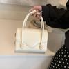 Stone Pattern PU Leather Handbags for Women Monochrome Female Shoulder Bags White Pink High Quality Fashion