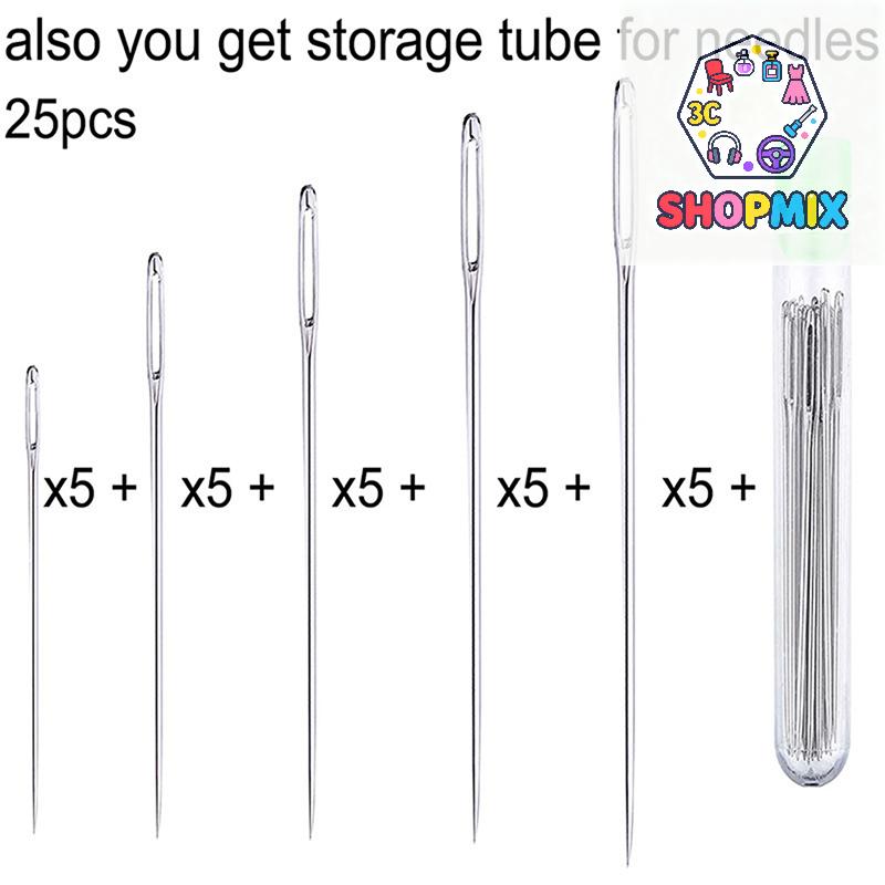 25Pcs Large Eye Stitching Needles Sewing Needles Handmade Leather Needle Steel Yarn Knitting Needles Sewing Tool Set