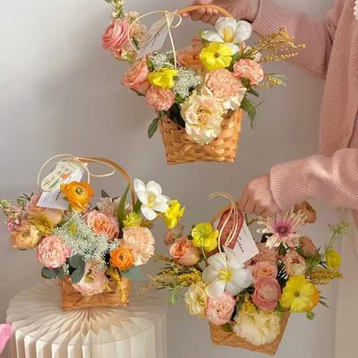 Handmade Easter Basket Wicker Basket Rabbit Shape Storage Baskets Flower Baskets Oval Square Round Home Decor Canastas De Pascua