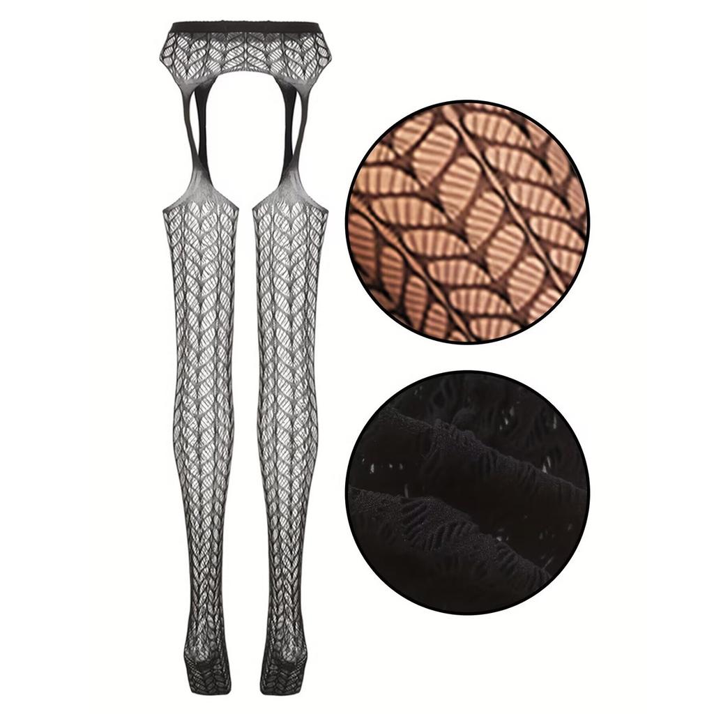 Sexy Dame Offener Schritt Lange Strümpfe Übergröße Netz Erotische Strumpfhose Strass Gestrickte Leggings Strumpfhose Y2k Socke Netzstrumpf
