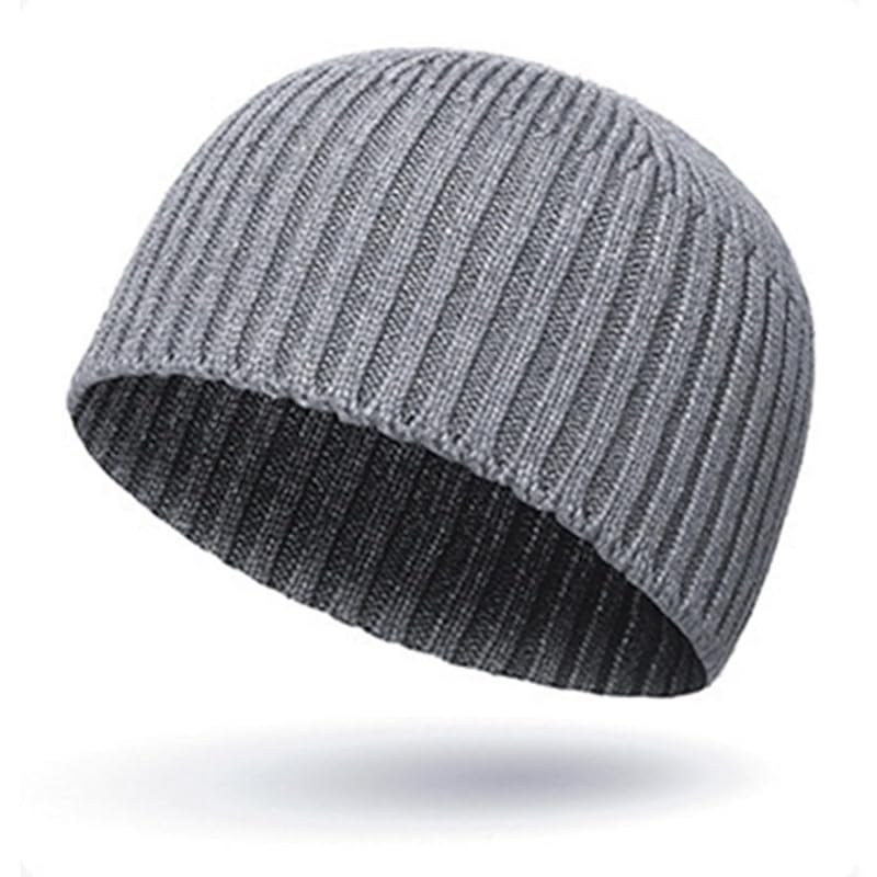 

[Weuiean] knit hat men s beanie ladies Shallow hat watch cap islam watch Plain color With expansion and contraction free size WFBG-09 (light gray)