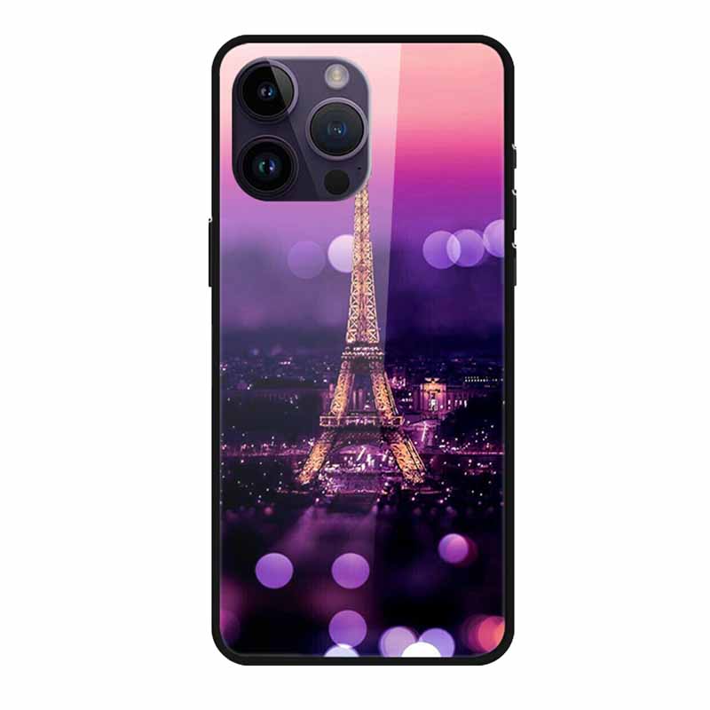 Glass Back Cover For iphone 16 Pro Max Phone Case 16Pro Max Hard Tempered Glass Case For iphone 15 Pro Max Case Soft TPU Bumper