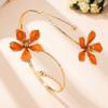 Adjustable Open Cuff Bracelets Enamel Drop Flower Floral Bangle Vintage Armlet