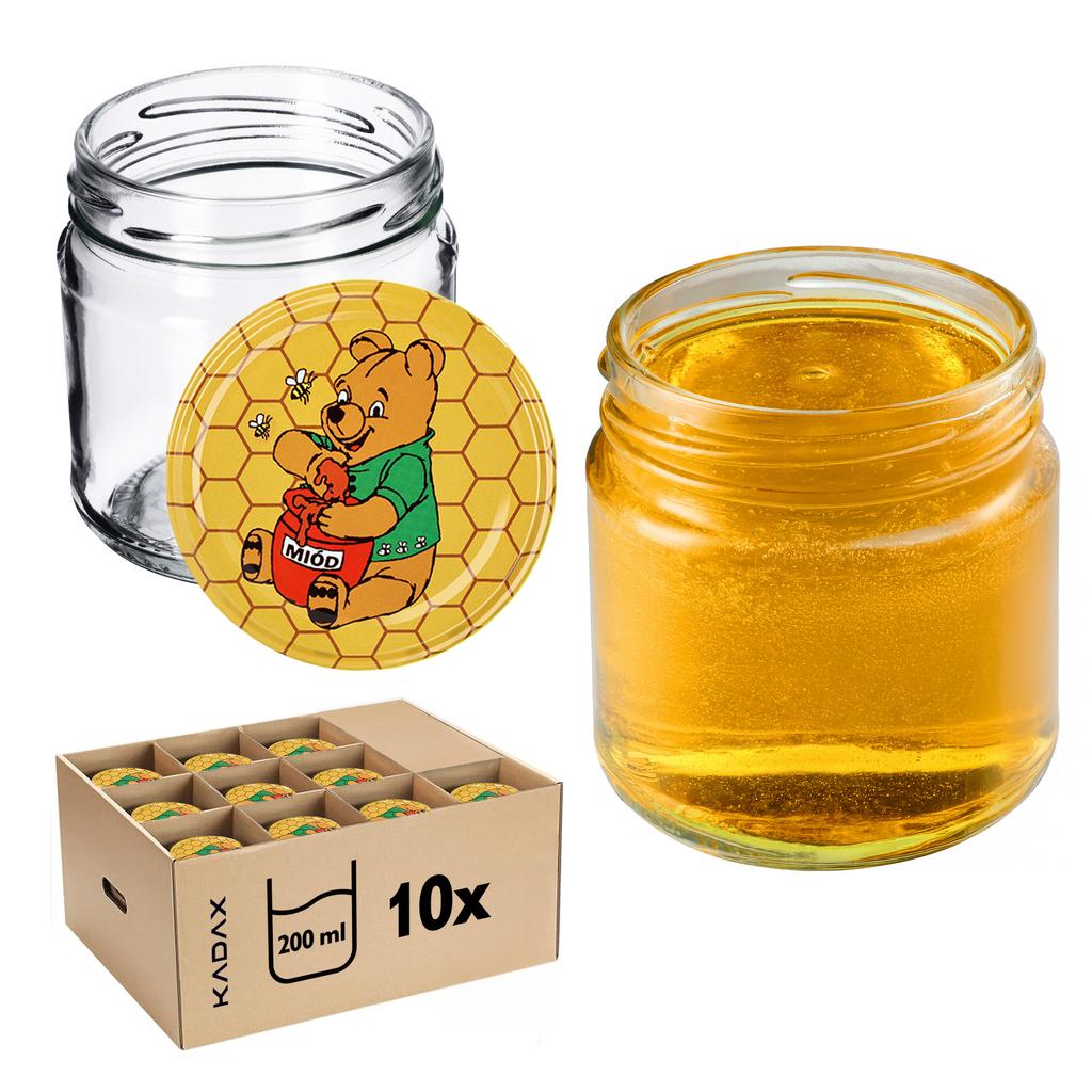 KADAX 10x Glas 200ml + Deckel Fi66 für Konserven Marmelade