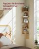 VASAGLE 5-Tier Corner Shelf, Wall Mounted Floating Shelf, Zigzag Corner Shelf Unit, PVC Rattan Sides, Space-Saving, for Kitchen, Living Room, Bedroom