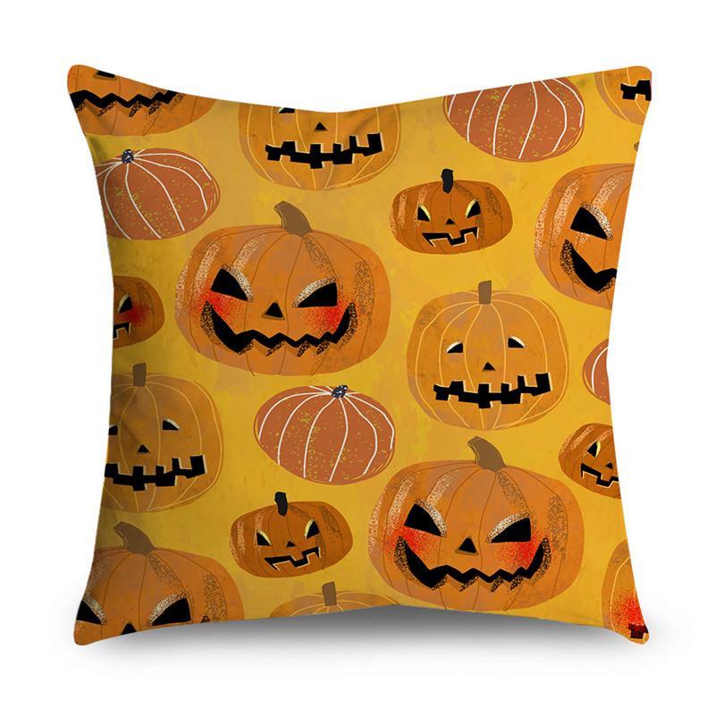 Halloween Theme Horror Pumpkin Wizard Print Pattern Cushion Cover Home Living Room Sofa Decoration Square Throw Pillow Cover