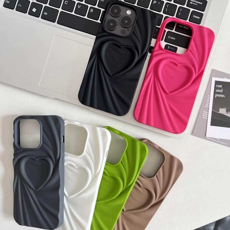For iPhone 16 Pro Case Pleated Swirling Heart TPU Phone Cover