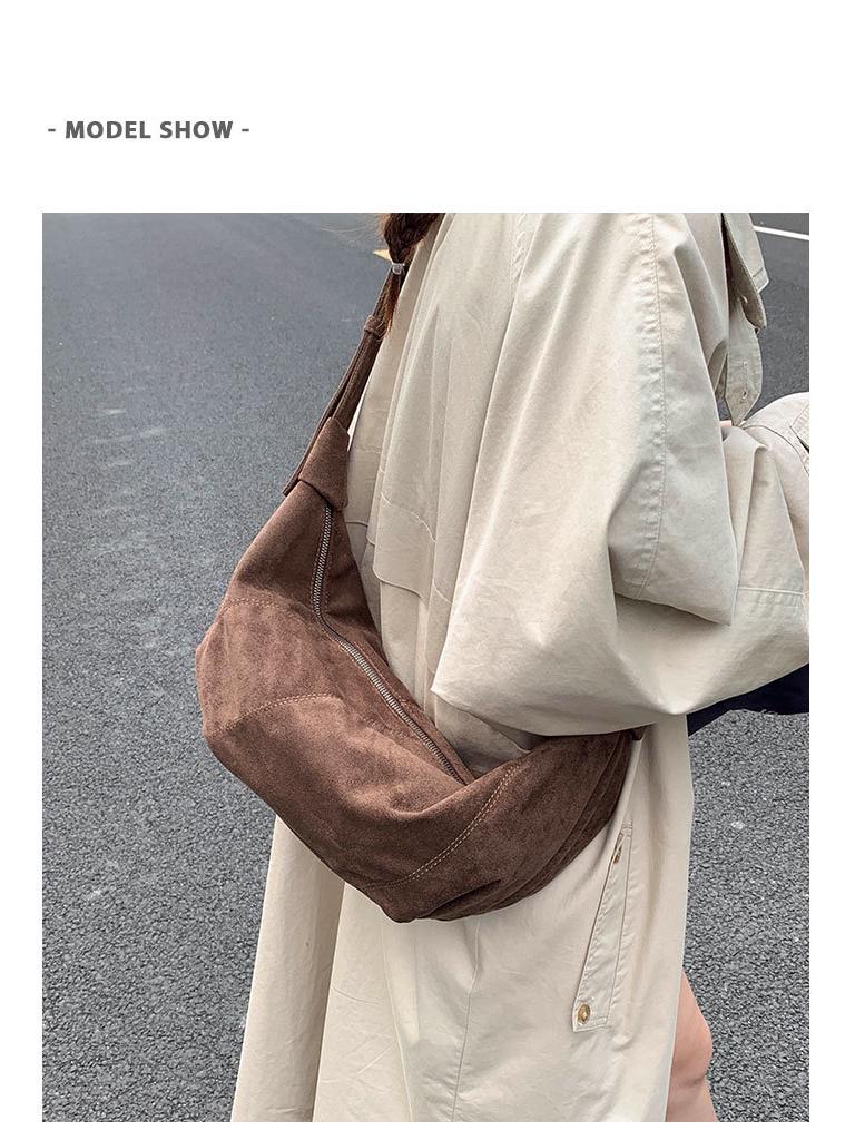 2025 Women's Retro Suede Croissant Crossbody Tote – Autumn/Winter Casual Shoulder Bag