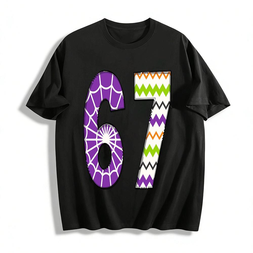 

Halloween Themed No.67 Web & Chevron Print Casual Top Pure cotton T-shirt XXS