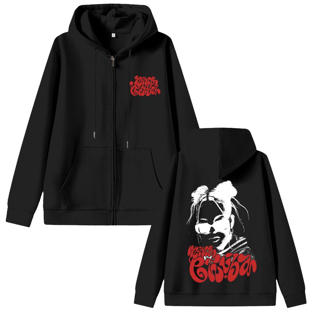 Felpa con cappuccio e zip Rapper Nina Chuba Grafica sul viso Uomo Donna Hip Hop Moda Streetwear Unisex Vintage Oversize Giacca con zip Cappotto