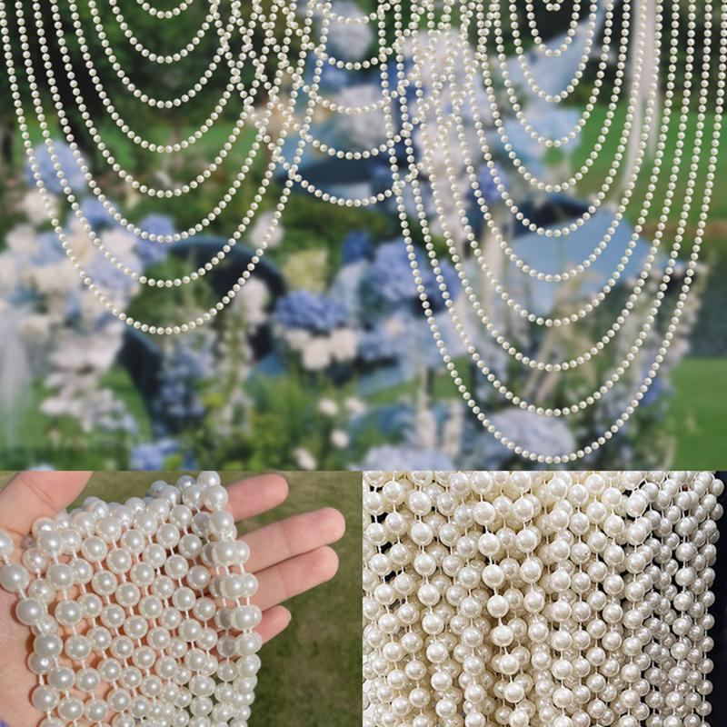 Symulowany łańcuch z pereł 5 metrów/opakowanie Białe Okrągłe Dekoracyjne Łańcuchy Perłowe Dostępne Rozmiary 4/5/6mm Ślubne Materiały DIY Ręcznie Robione ZYF