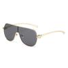 One-Piece Large-Frame Sunglasses, Unisex Metal Retro Glasses