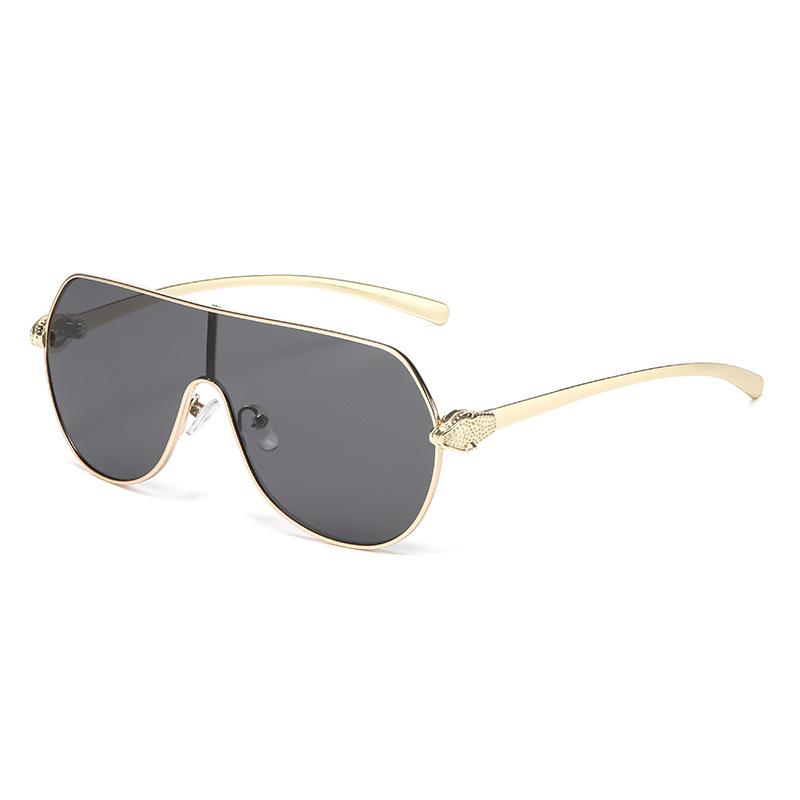 One-Piece Large-Frame Sunglasses, Unisex Metal Retro Glasses