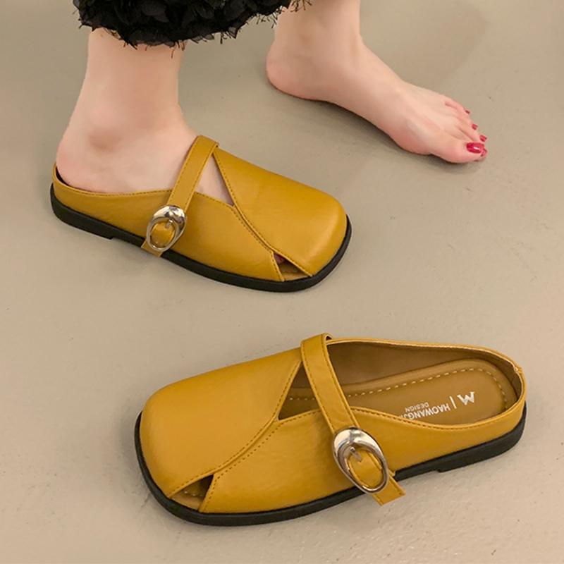 

Fashion Women Slippers Flats Slingback Mules Shoes Dress New Fashion Summer Sandals 2025 Designer Brand Cozy Casual Chanclas De Mujer 40 имбирный