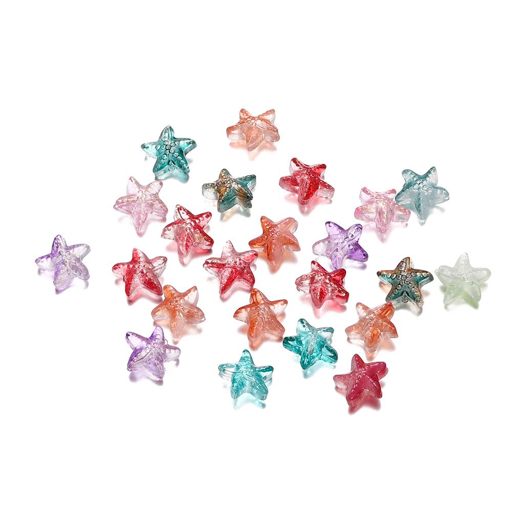 10/20Pcs/Lot 15*15.5mm Glass Starfish Shape Charm Small Loose Beads for DIY Jewelry Making Earrings Bracelet Wholesale