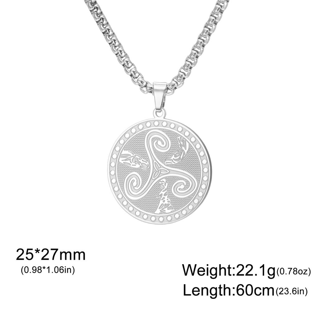  Vintage Triple Moon Goddess Necklace Stainless Steel Round Triskele Symbol Choker for Women Men Pray Amulet Jewelry