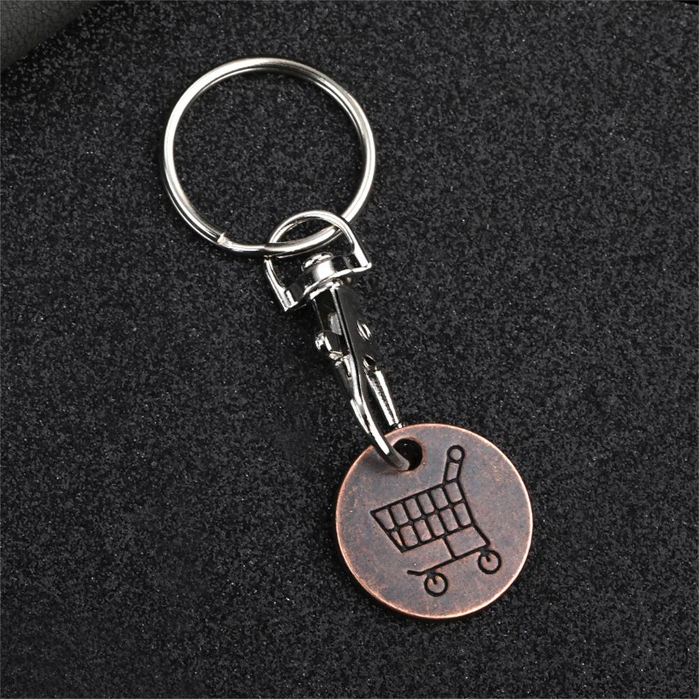 New Metal Shopping Trolley Coin Holder Keychain Portable Carts Token Lobster Buckle Key Chain for Supermarket Promotion Gift