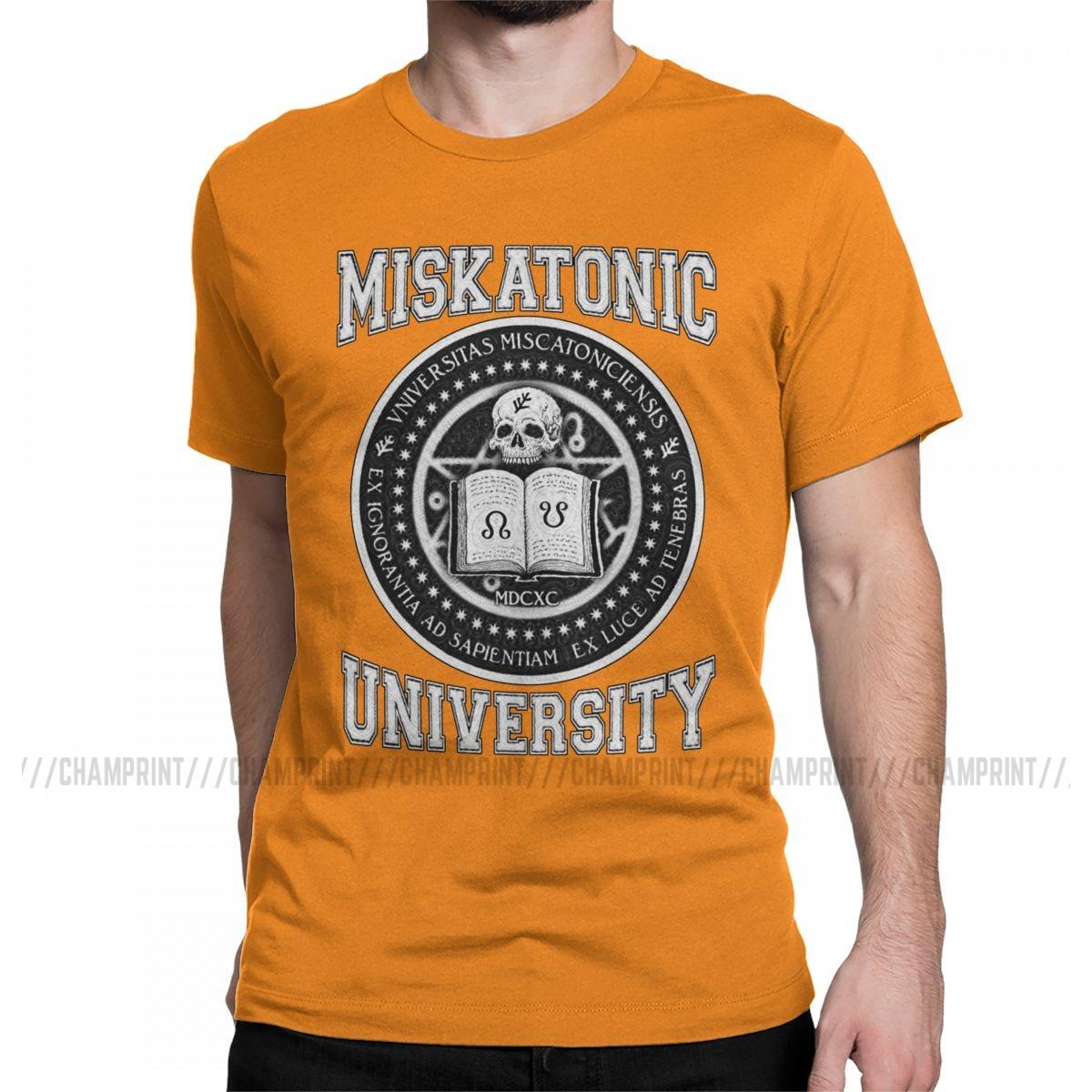 Miskatonic University Azhmodai T-Shirts for Men 100% Cotton T Shirt Cthulhu Lovecraft Short Sleeve Tee Shirt Adult Clothing 4XL
