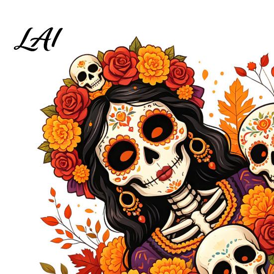 Unique Gift for Mexican Culture Fans Day of The Dead Window Clings Dia De Los Muertos Sticker Colorful Home Decor Sugar Skull with Flowers Halloween