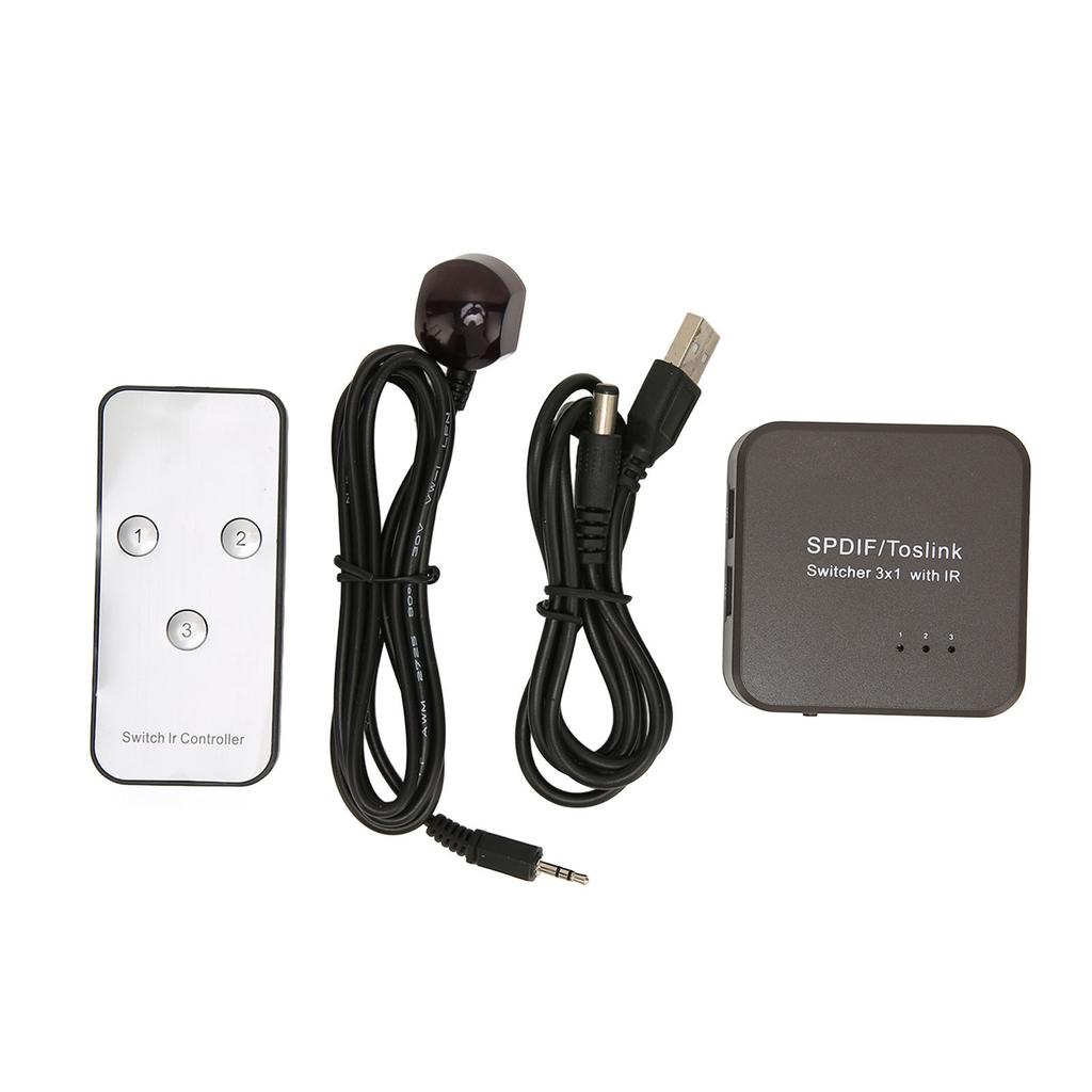 Digital Optical Sound Switch 3 in 1 Out Digital SPDIF Sound Splitter with Remote Control